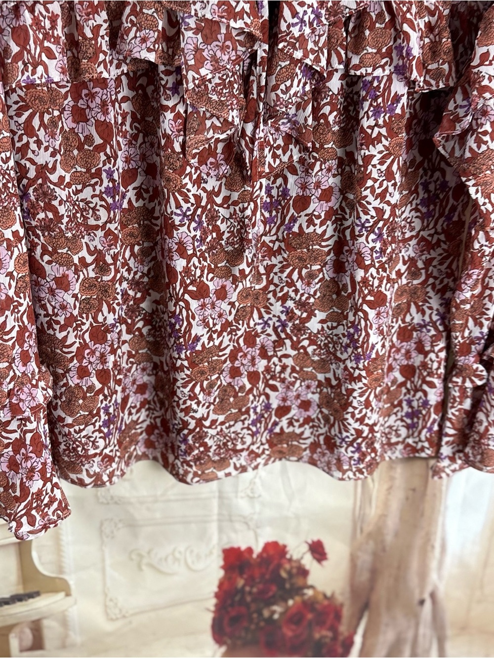 NEW J.Crew Ruffle Crinkle Chiffon Top in the "Fête Floral" print - Picture 4 of 9